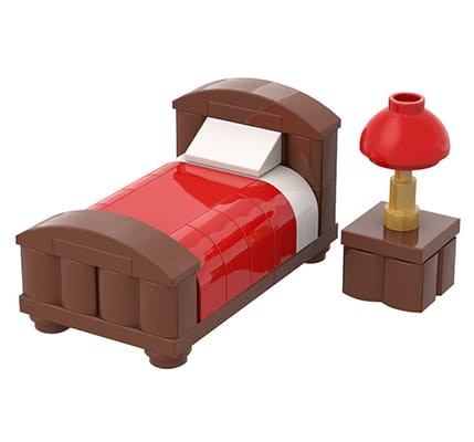 Przejdź do produktu Mebelki: Łóżko + stolik - customowy model z klocków LEGO