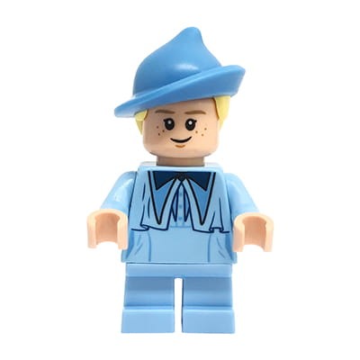 Mini figurka LEGO Harry Potter Gabrielle Delacour w jasnoniebieskiej szacie, z krótkimi nóżkami.