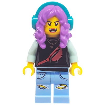 Mini figurka LEGO  nastolatka / dziewczyna / łowca duchów Parker L. Jackson Hidden Side w słuchawkach