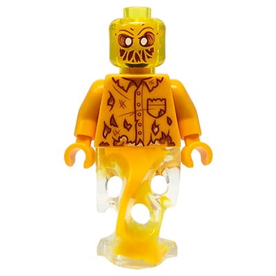 Mini figurka LEGO Hidden Side duch / zjawa Scrimper w jasnopomarańczowej, porwanej koszuli.