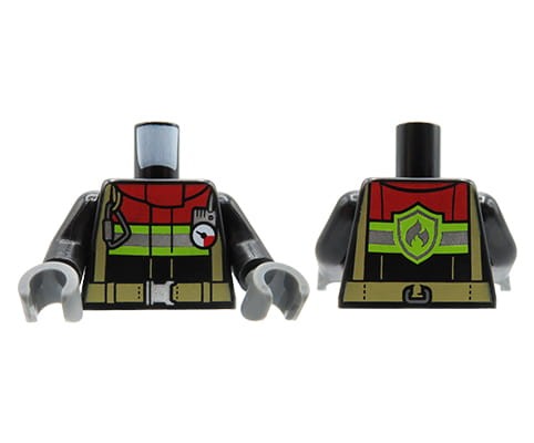 Zum Produkt LEGO Minifiguren-Torso – schwarze Feuerwehrjacke mit Gurt
