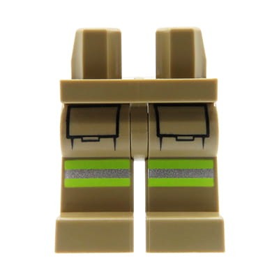 LEGO nogi / nóżki figurki - spodnie ciemne beżowe z kieszeniami i odblaskami na kolanach