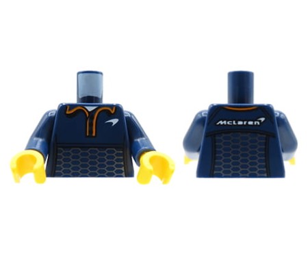 Tors minifigurki LEGO granatowa sportowa bluza z kołnierzykiem, logiem na piersi i napisem na plecach