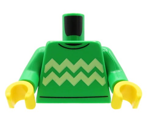 Zum Produkt LEGO Minifiguren-Torso – grüner Pullover mit Zickzacklinien