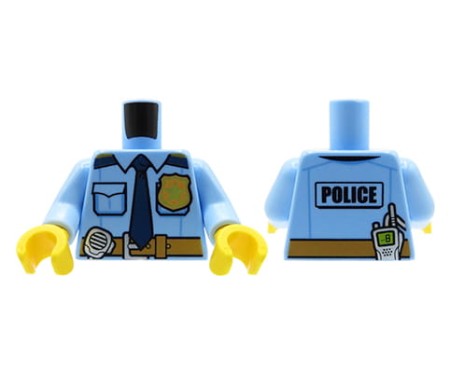 LEGO tors minifigurki - policjant / niebieska koszula, krawat, odznaka, pas z radiem policyjnym