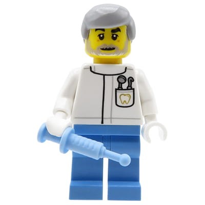 Dentysta / Stomatolog w białym fartuchu ze strzykawką - customowa figurka z cześci LEGO