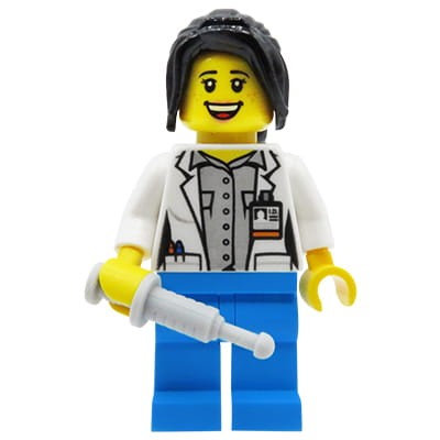 Customowa figurka z LEGO - Pielęgniarka w białym fartuchu + strzykawka