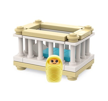 Mebelki : Łóżeczko dziecięce + niemowlak - zestaw z części LEGO