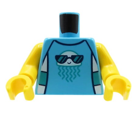LEGO tors ludzika - niebieska koszulka bez rękawów z nadrukiem meduzy w okularach