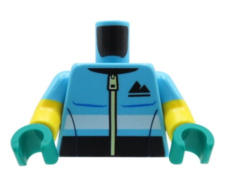 LEGO tors ludzika - niebieska sportowa koszulka na zamek, krótki rękaw, rękawiczki