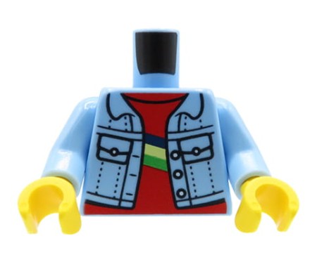 LEGO tors ludzika - jeansowa kurtka, czerwona koszulka