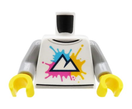 LEGO tors ludzika - biała koszulka z kolorowym nadrukiem i szarymi rękawami