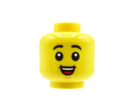 LEGO głowa / główka figurki - dziecko / chłopiec, szeroki uśmiech