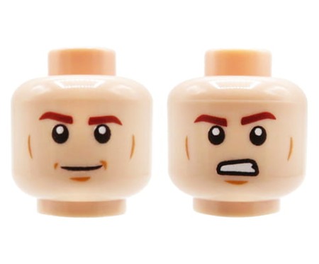LEGO głowa / główka ludzika - mężczyzna, cielista, uśmiech / zły