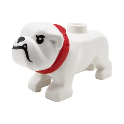 Przejdź do produktu LEGO pies / piesek / bulldog - biały z czerwoną obrożą