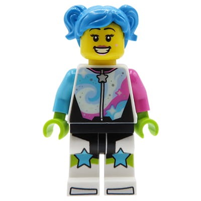 LEGO City - figurka Dziewczyna / Nastolatka, kolorowy dres, niebieskie włosy