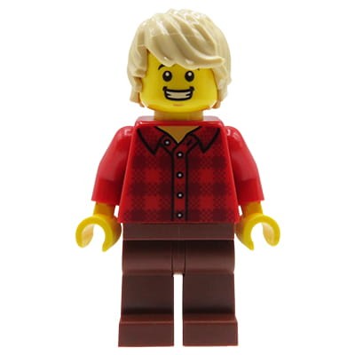 LEGO City - figurka Mężczyzna / Chłopak, blond włosy i koszula w kratę