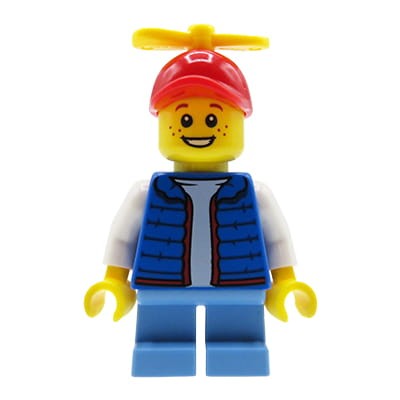 LEGO City - figurka Dziecko / Chłopiec czapka ze śmigłem, pikowana kamizelka
