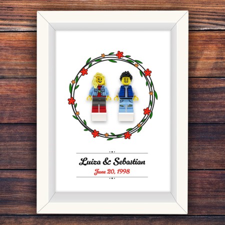 Ramka z figurkami z części LEGO® – personalizowany prezent na Walentynki i rocznicę - dla pary, dla niej i dla niego