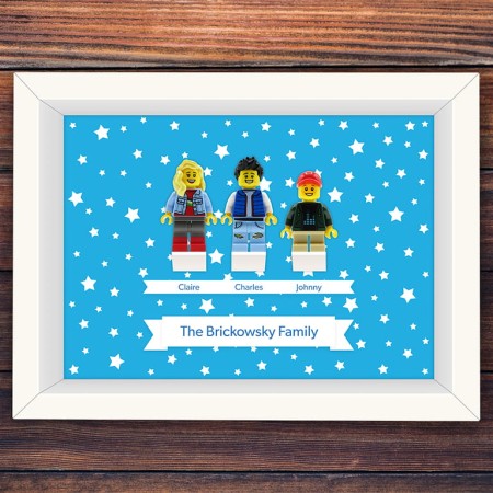 Personalizowane figurki Rodziny z części LEGO w ramce - oryginalny personalizowany prezent dla mamy, taty, przyjaciół