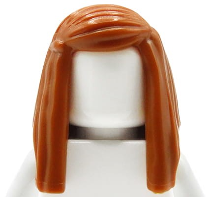 LEGO włosy minifigurki - damskie, rude, długie, proste, zaczesane na bok