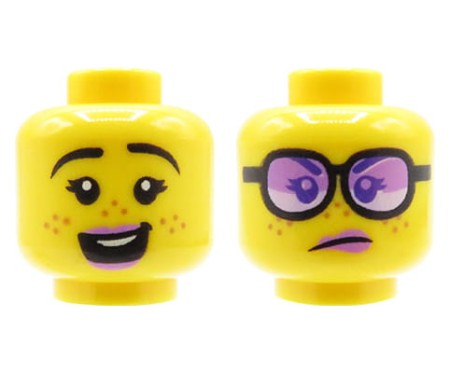 LEGO głowa / główka figurki - kobieta, piegi, uśmiech / okulary