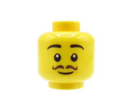 LEGO głowa / główka figurki - mężczyzna, zakręcony wąsik, uśmiech