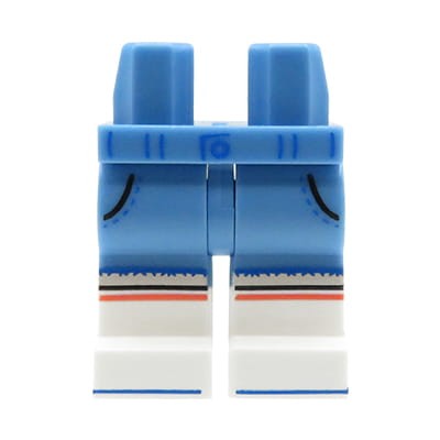 LEGO nogi / nóżki figurki - niebieskie jeansowe spodnie, białe wysokie buty