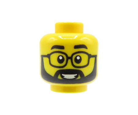 LEGO głowa / główka figurki - mężczyzna, broda, wąsy, okulary