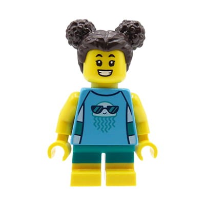 LEGO City - figurka Dziecko / Dziewczynka, brązowe włosy, plażowe ubranie
