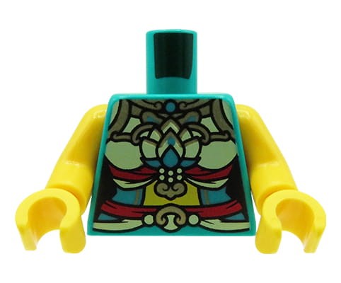 Zum Produkt LEGO Minifiguren-Torso – türkisfarbenes verziertes weibliches Oberteil