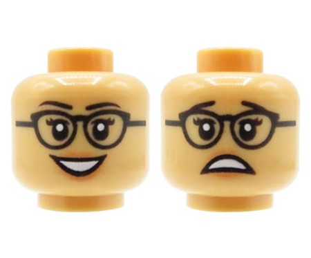 LEGO głowa / główka figurki - damska, cielista, okulary