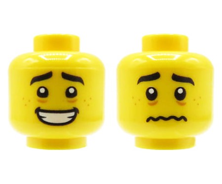 LEGO głowa / główka ludzika - mężczyzna, uśmiechnięty / przestraszony