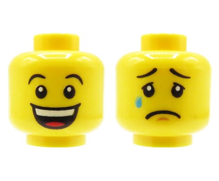 LEGO głowa / główka ludzika - męska, uśmiech / płacz