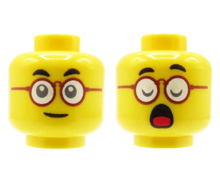 LEGO głowa / główka ludzika - męska, okulary, ziewanie