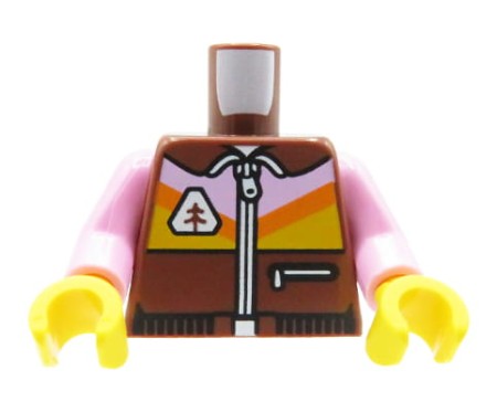 LEGO tors / brzuch ludzika - brązowo-różowa kurtka na zamek