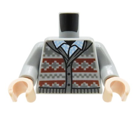 LEGO tors / brzuch figurki - szary sweter z kapturem, koszula w kratę