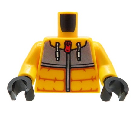 LEGO tors / brzuch ludzika - pomarańczowa kurtka zimowa, rękawiczki