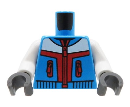 LEGO tors / brzuch ludzika - niebieska kurtka zimowa, szare rękawiczki