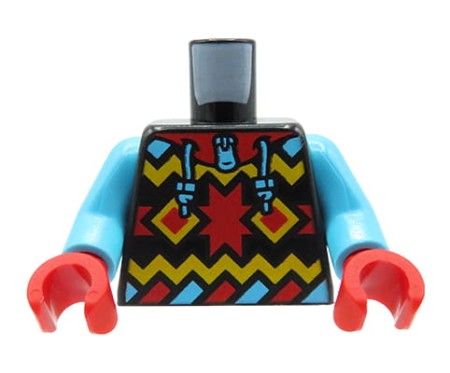 LEGO tors / brzuch ludzika - kolorowa bluza / kurtka, czerwone rękawiczki