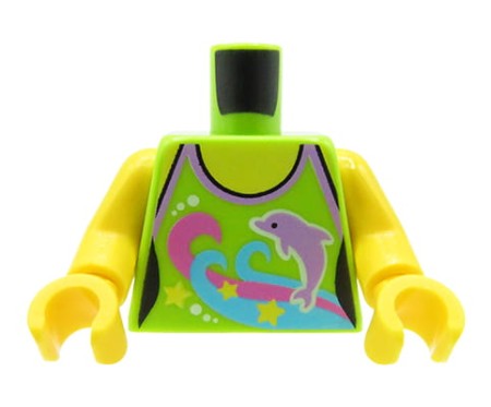 LEGO tors / brzuch ludzika - zielona koszulka z delfinem