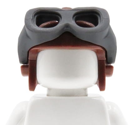 LEGO czapka pilotka / pilota / lotnika z okularami - brązowa