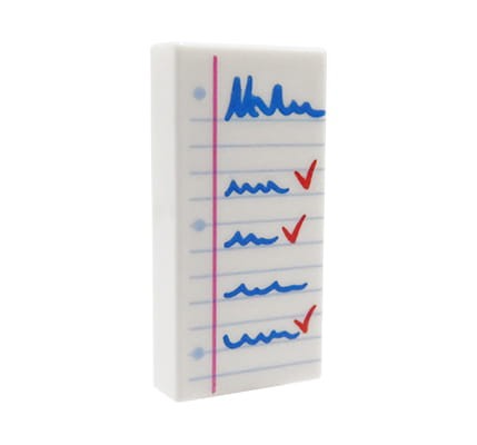 LEGO notes / notatnik - płytka 1x2 biała z nadrukiem