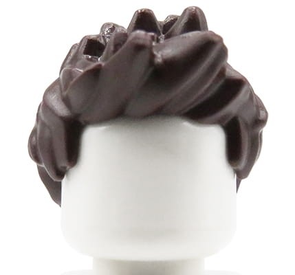 LEGO włosy figurki - męskie, ciemne brązowe, jeżyk