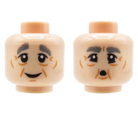 LEGO głowa / główka figurki - męska, cielista, zmarszczki