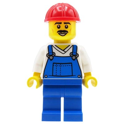 LEGO City - figurka Robotnik / Pracownik budowy w ogrodniczkach i kasku