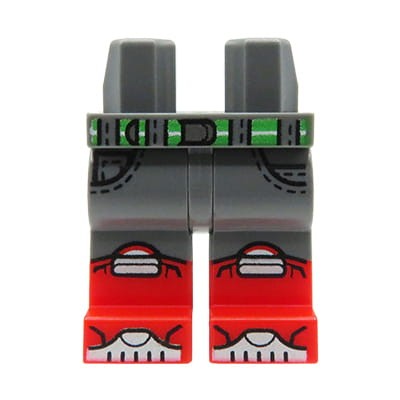 Zum Produkt LEGO Minifigurenbeine – graue Hose mit Gürtel und Taschen, rote Stiefel
