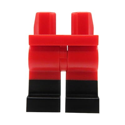 LEGO nogi / nóżki figurki - czerwone spodnie, czarne buty