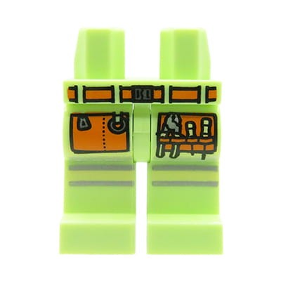 LEGO nogi / nóżki figurki - zielone spodnie, pas z narzędziami