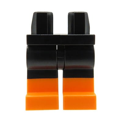 LEGO nogi / nóżki figurki - czarne spodnie, pomarańczowe buty
